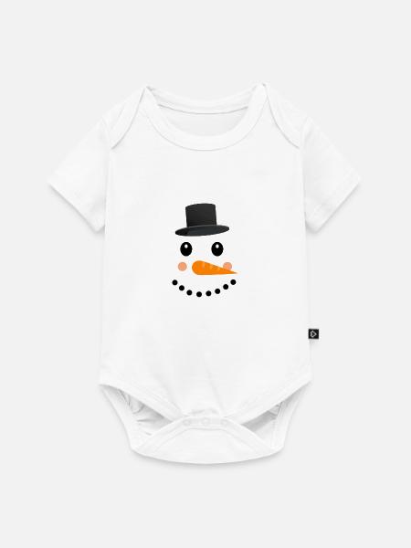 Frohe Weihnachten Schneemann Gesicht - Baby Premium Kurzarmbody - Weiß