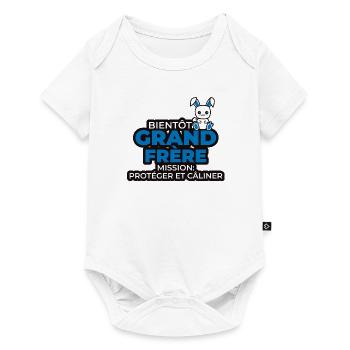 bientôt grand frère mission protéger câliner - Body à manches courtes Premium Bébé - blanc - Devant