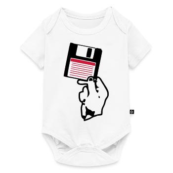 disquette disk scheibe disco main hand - Body à manches courtes Premium Bébé - blanc - Devant