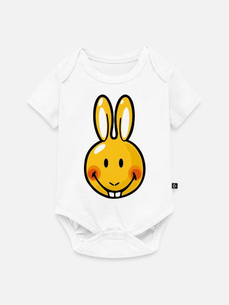 Smiley Rabbit - Baby Premium Kurzarmbody - Weiß