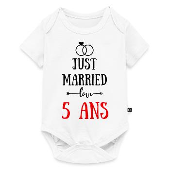 JUST MARRIED ANNIVERSAIRE DE MARIAGE 5 ANS - Body à manches courtes Premium Bébé - blanc - Devant