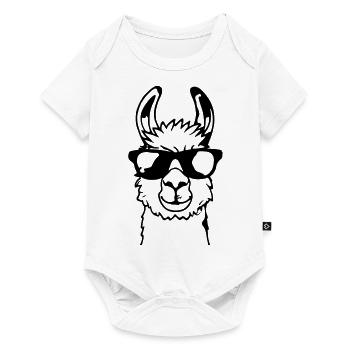 Llama with sunglasses Funny No Drama Llama - Baby Premium short-sleeve bodysuit - white - Front