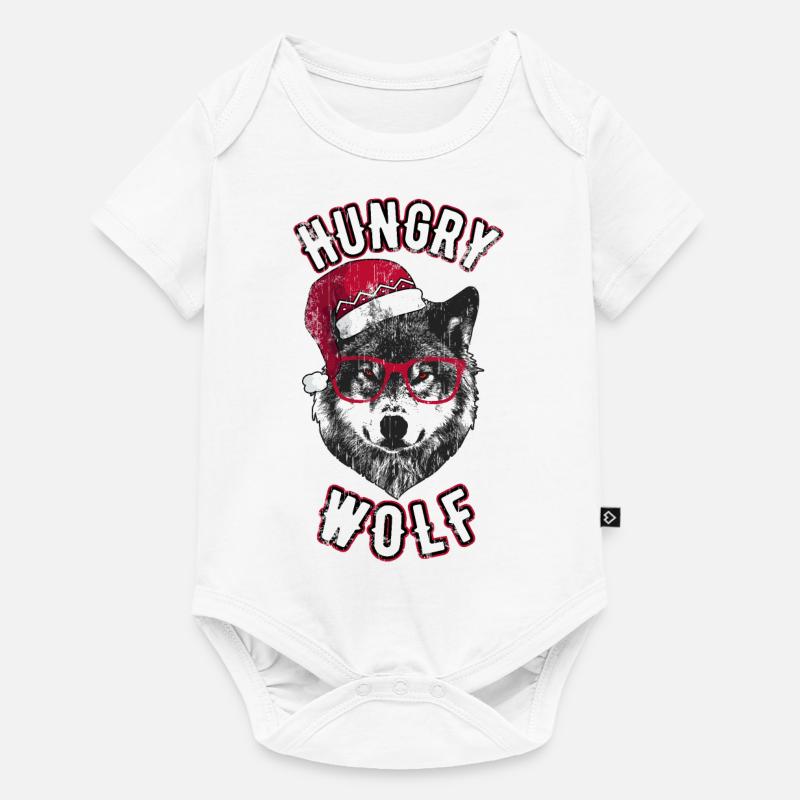 Hungry Wolf – Grumpy Christmas Wolf - Baby Premium Kurzarmbody - Weiß