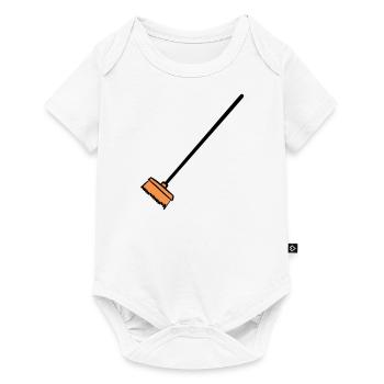 Broom, hand-drawn. Cleaning lady, garbage man - Baby Premium short-sleeve bodysuit - white - Front