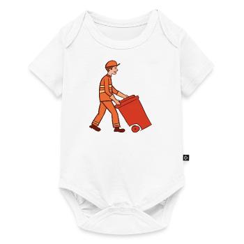 Garbage man & garbage can. Street cleaner. Garbage collection. - Baby Premium short-sleeve bodysuit - white - Front