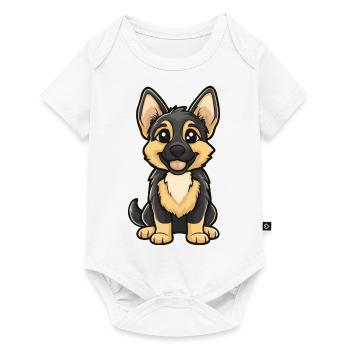 German Shepherd Dog Comic Cute - Baby Premium short-sleeve bodysuit - white - Front