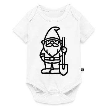 Garden gnome dwarf with shovel - Baby Premium short-sleeve bodysuit - white - Front