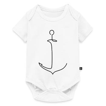  Stilisierter Anker - Maritim Segelboot Meer  - Baby Premium Kurzarmbody - Weiß - Vorne
