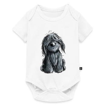Knuffiger schwarzer Briard - Hund - Geschenk - Baby Premium Kurzarmbody - Weiß - Vorne