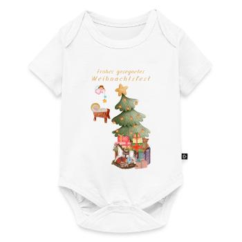 Frohes gesegnetes Weihnachtsfest beige Christbaum - Baby Premium Kurzarmbody - Weiß - Vorne