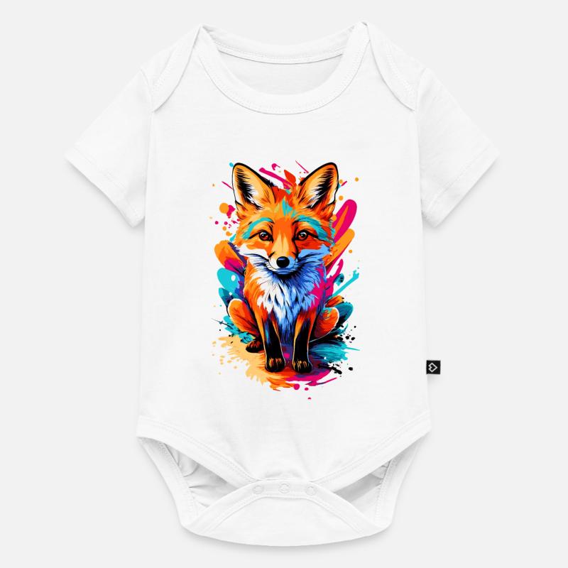 Bébé renard - renard roux mignon - renard coloré - Body à manches courtes Premium Bébé - blanc