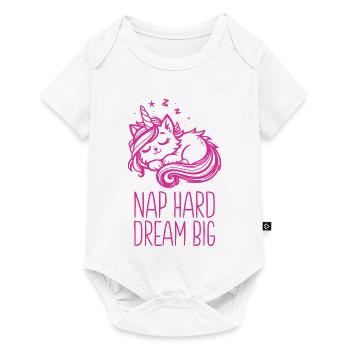 Nap Hard Dream Big Sleeping Unicorn Cat - Baby Premium short-sleeve bodysuit - white - Front