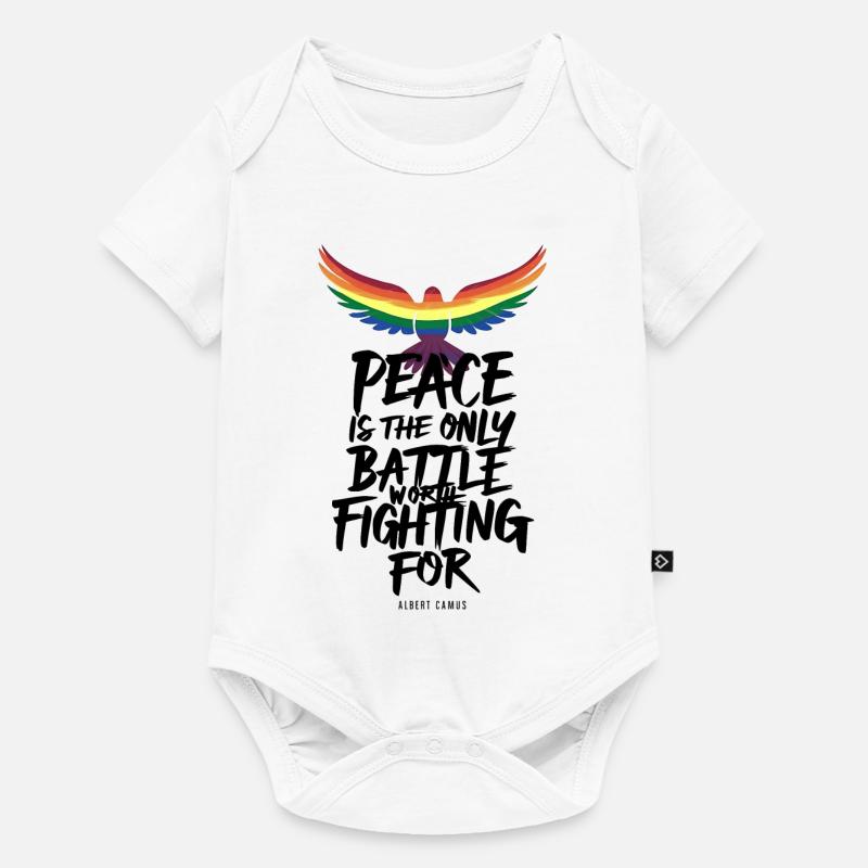 Fiery Rainbow Tongue Flight with Peace Message - Baby Premium short-sleeve bodysuit - white
