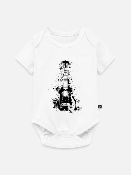 Ukulele Farbklecks - Baby Premium Kurzarmbody - Weiß