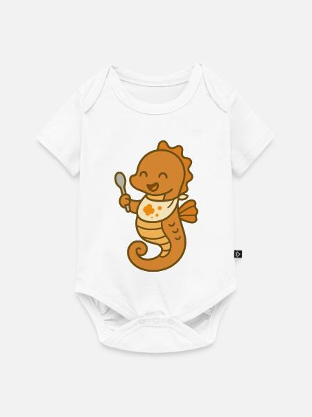 Snackspaß mit Seepferdchen - Baby Premium Kurzarmbody - Weiß