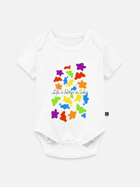 Bunte Farbkleckse - Baby Premium Kurzarmbody - Weiß