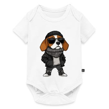 Beagle Dog Cool Winter - Baby Premium short-sleeve bodysuit - white - Front
