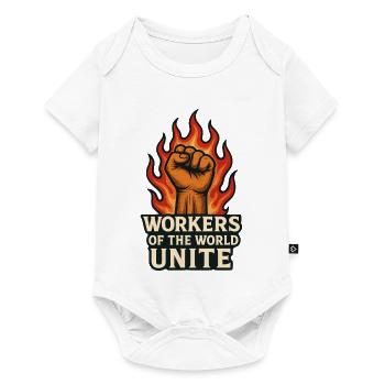 Poings et flammes – Arbeiterwelt Unite - Body à manches courtes Premium Bébé - blanc - Devant
