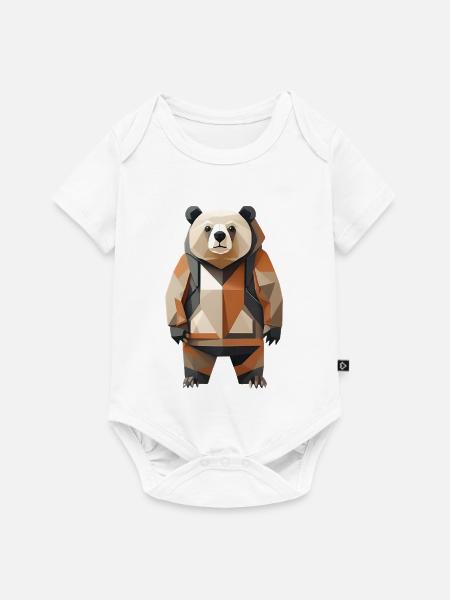 Polypanda Panda Low-Poly - Baby Premium Kurzarmbody - Weiß