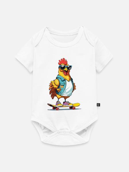Skaterhuhn im Denim - Baby Premium Kurzarmbody - Weiß