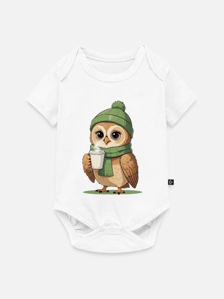 Winterliche Eulenkaffee Pause - Baby Premium Kurzarmbody - Weiß