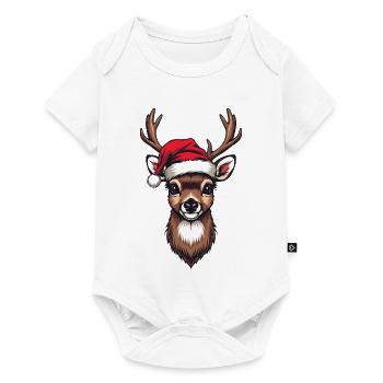 Reindeer Santa Hat Motif - Baby Premium short-sleeve bodysuit - white - Front