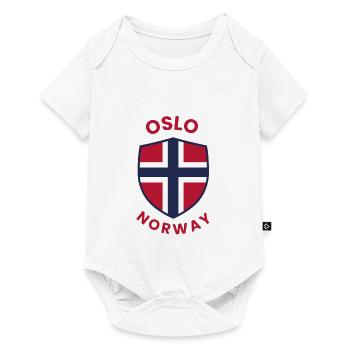 Oslo Norway Shield with flag - Baby Premium short-sleeve bodysuit - white - Front