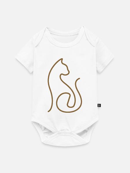 Katze Linienkunst Katzen Design - Baby Premium Kurzarmbody - Weiß