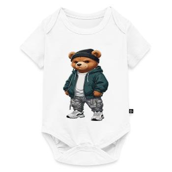 Streetwear Bear Hip Hop Style urbain - Body à manches courtes Premium Bébé - blanc - Devant