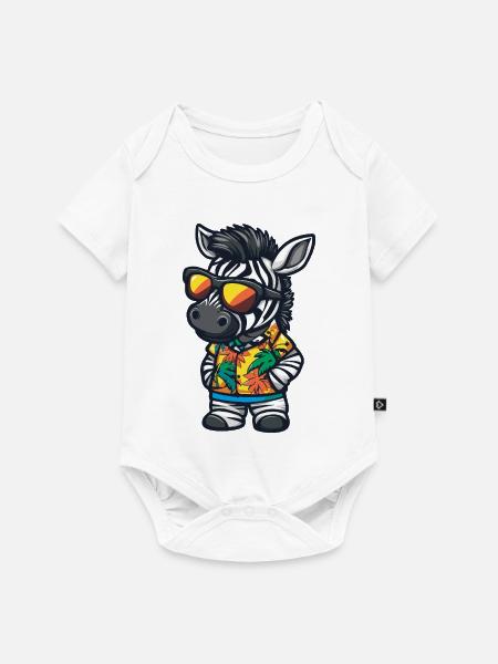 Zebra Comic Urlaub - Baby Premium Kurzarmbody - Weiß