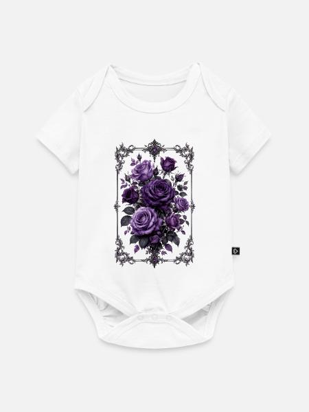Rosen, Lila Rosen, Rose & Blumen - Baby Premium Kurzarmbody - Weiß