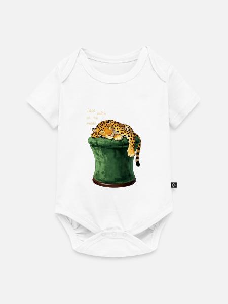 Schlafender Leopard auf Zylinderhut - Baby Premium Kurzarmbody - Weiß