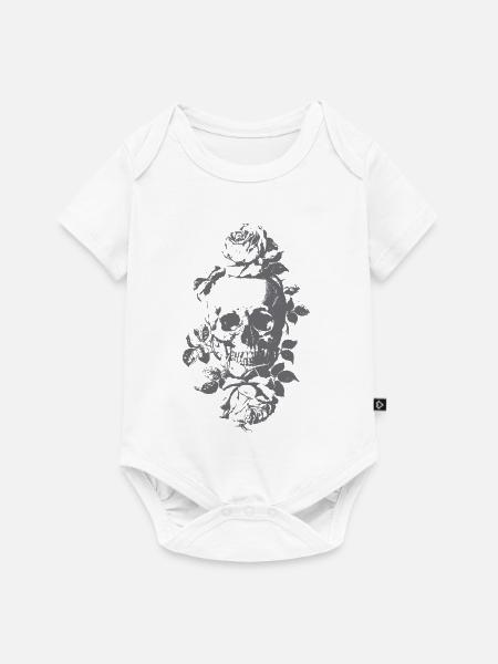 Gotische Totenkopfrosen - Baby Premium Kurzarmbody - Weiß