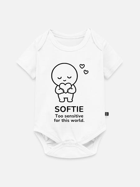 Softie – Too Sensitive | Sensitive Soul Mood - Baby Premium Kurzarmbody - Weiß