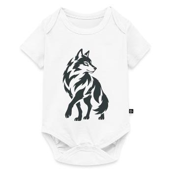 Geometrischer Wolf – Silhouette - Baby Premium Kurzarmbody - Weiß - Vorne