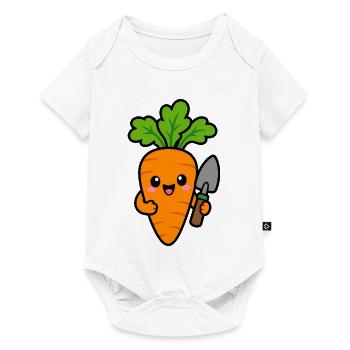 Karotte mit Gartenschaufel Cartoon - Baby Premium Kurzarmbody - Weiß - Vorne