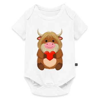 Comic Highland Cow with Red Heart – Love Art - Baby Premium short-sleeve bodysuit - white - Front