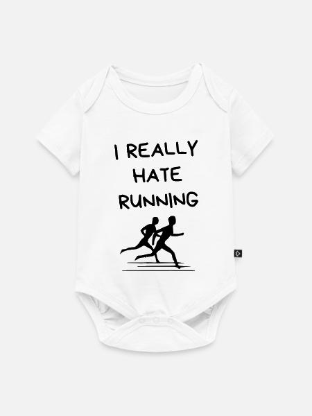 I Really Hate Running – Lustiger Läufer-Spruch - Baby Premium Kurzarmbody - Weiß