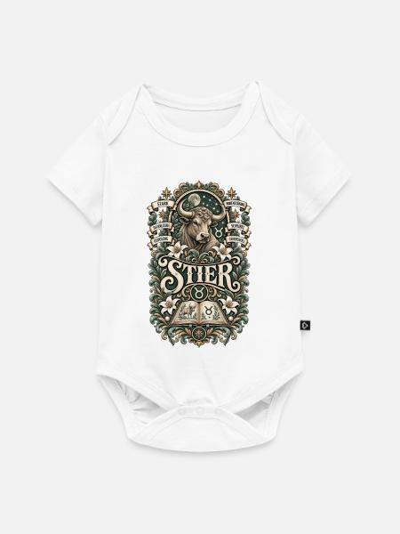Stier – Stark, zuverlässig & bodenständig - Baby Premium Kurzarmbody - Weiß