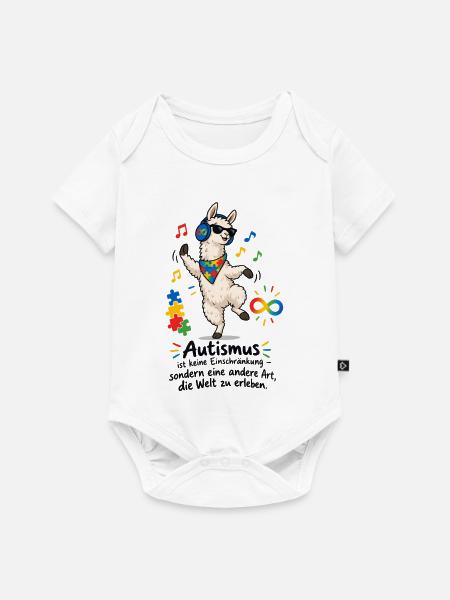 Lama mit Puzzle-Power Autismus - Baby Premium Kurzarmbody - Weiß
