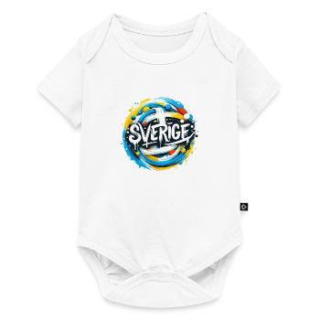 Sverige Sweden Schweden Lettering with Flag - Baby Premium short-sleeve bodysuit - white - Front