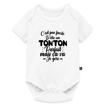 Pas facile d'être un tonton, Cadeau humour tonton - Body à manches courtes Premium Bébé - blanc - Devant