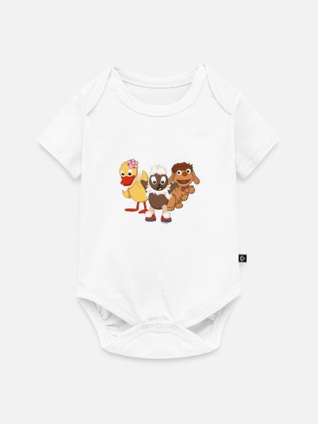 Pittiplatsch, Schnatterinchen & Moppi - Baby Premium Kurzarmbody - Weiß