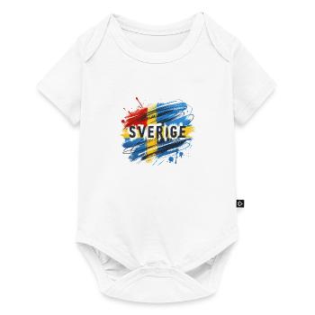 Sverige Sweden Schweden Lettrage avec drapeau - Body à manches courtes Premium Bébé - blanc - Devant