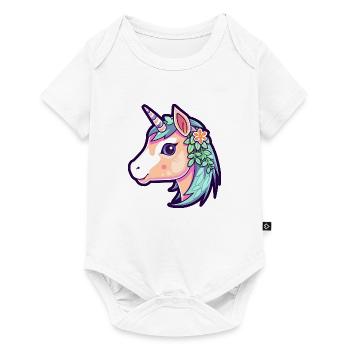 Cute Floral Unicorn - Baby Premium short-sleeve bodysuit - white - Front