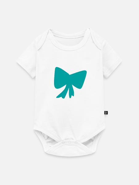 Schleife blau Symbol - Baby Premium Kurzarmbody - Weiß