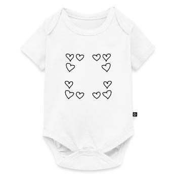 herzen muster rahmen eckig herz liebe - Baby Premium Kurzarmbody - Weiß - Vorne