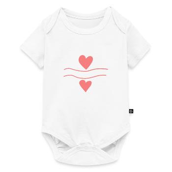 Ligne Ligne Coeur Forme Amour Deux Coeurs Rose - Body à manches courtes Premium Bébé - blanc - Devant