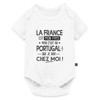 portugal c est chez moi Humour franco portugais - Body à manches courtes Premium Bébé - blanc - Devant