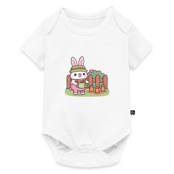 Cute Bunny Gardener Watering Carrots - Baby Premium short-sleeve bodysuit - white - Front